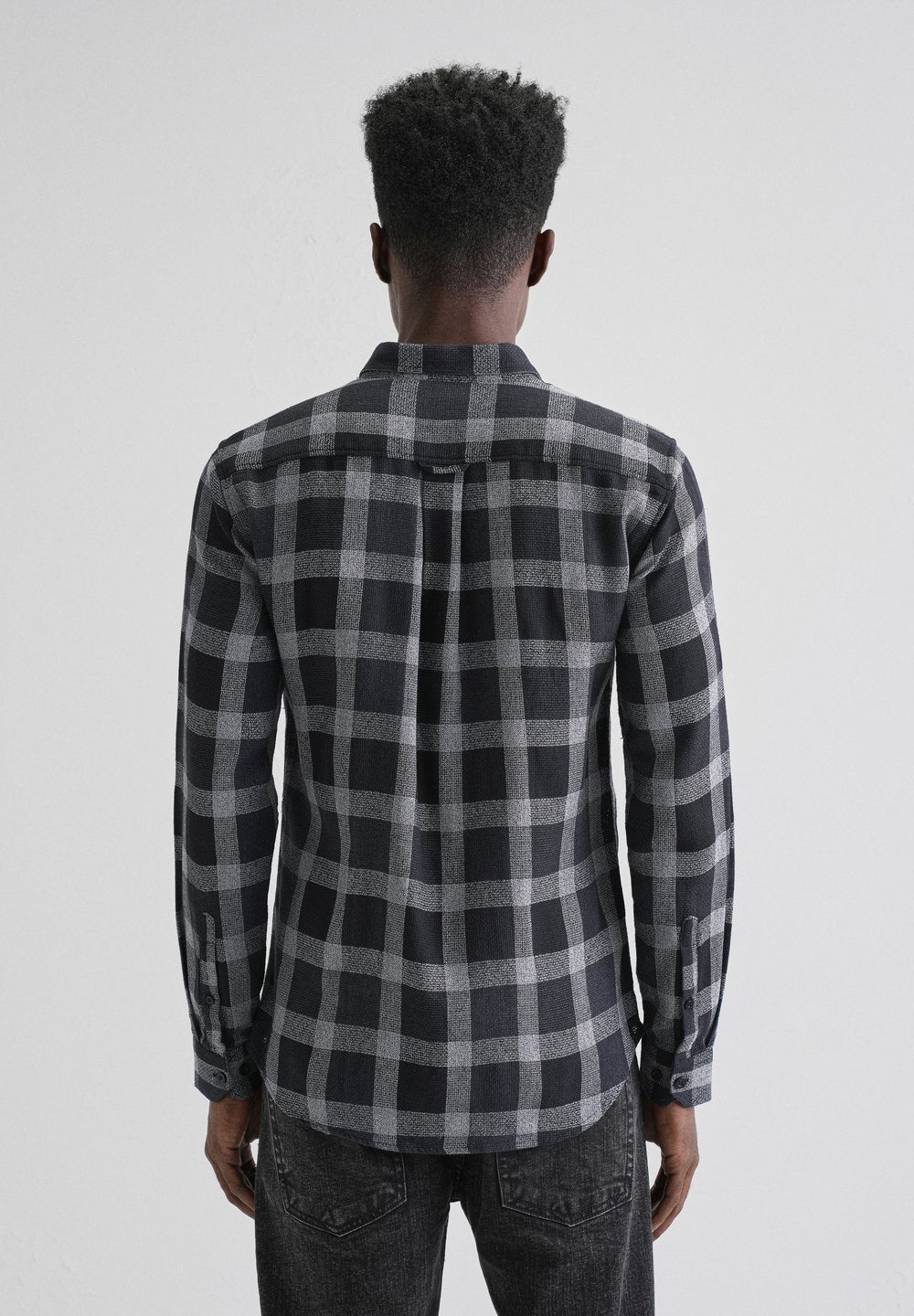 Melange Square Grid Black Check Shirt