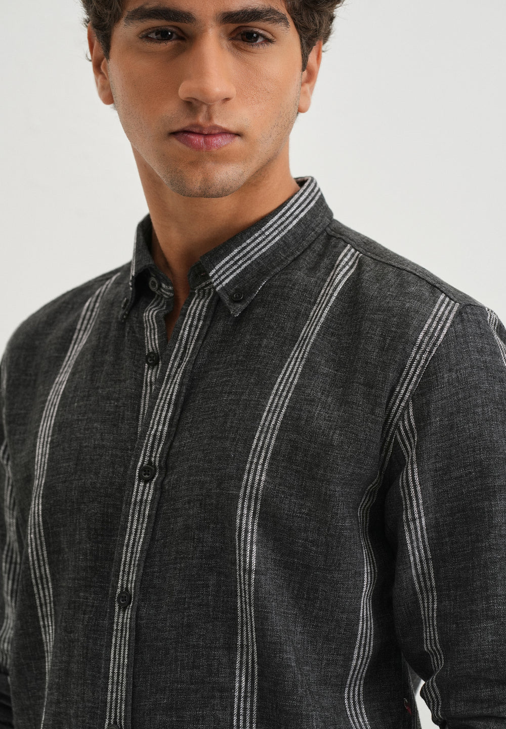 Melange Stick Black Stripe Shirt