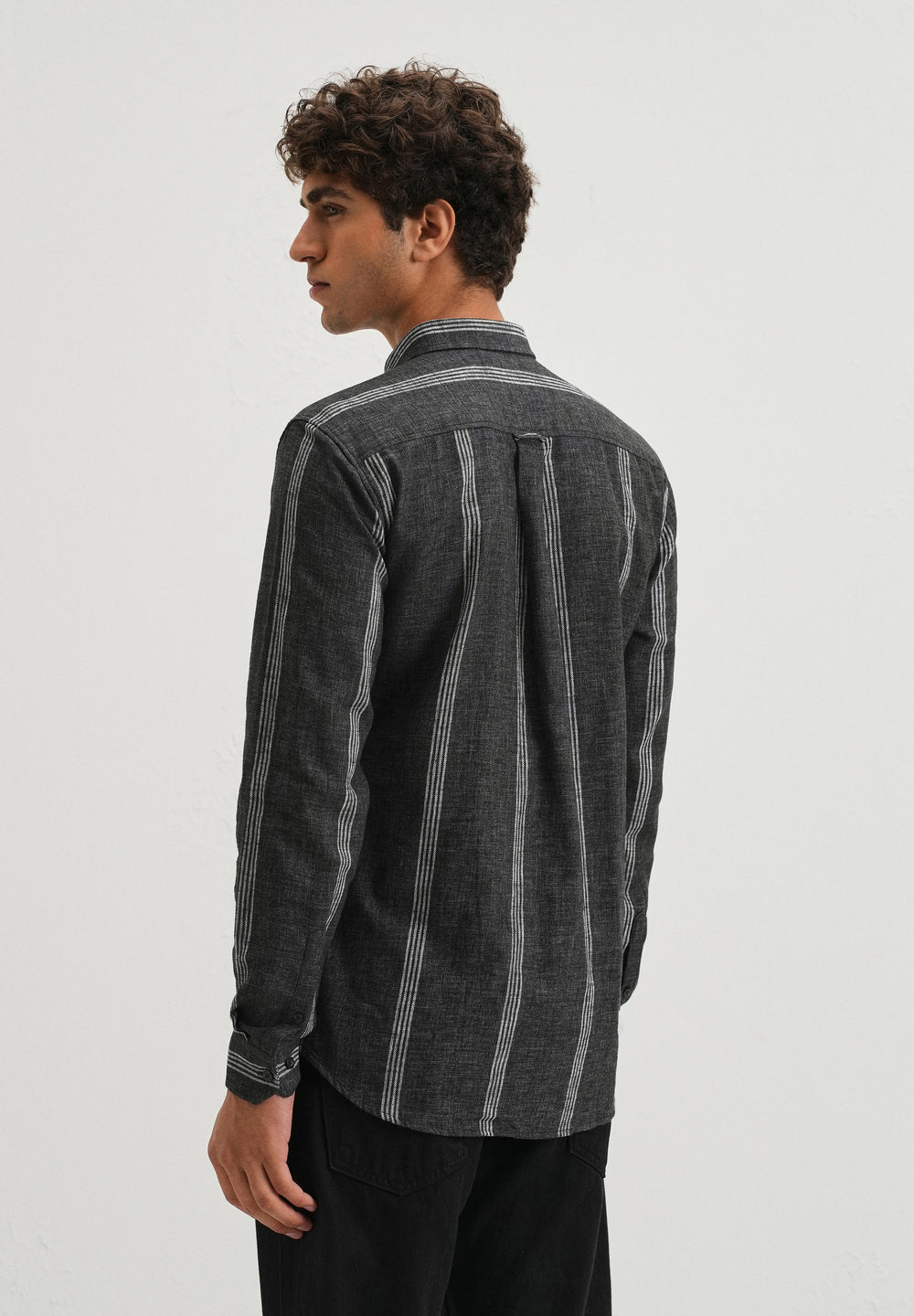 Melange Stick Black Stripe Shirt