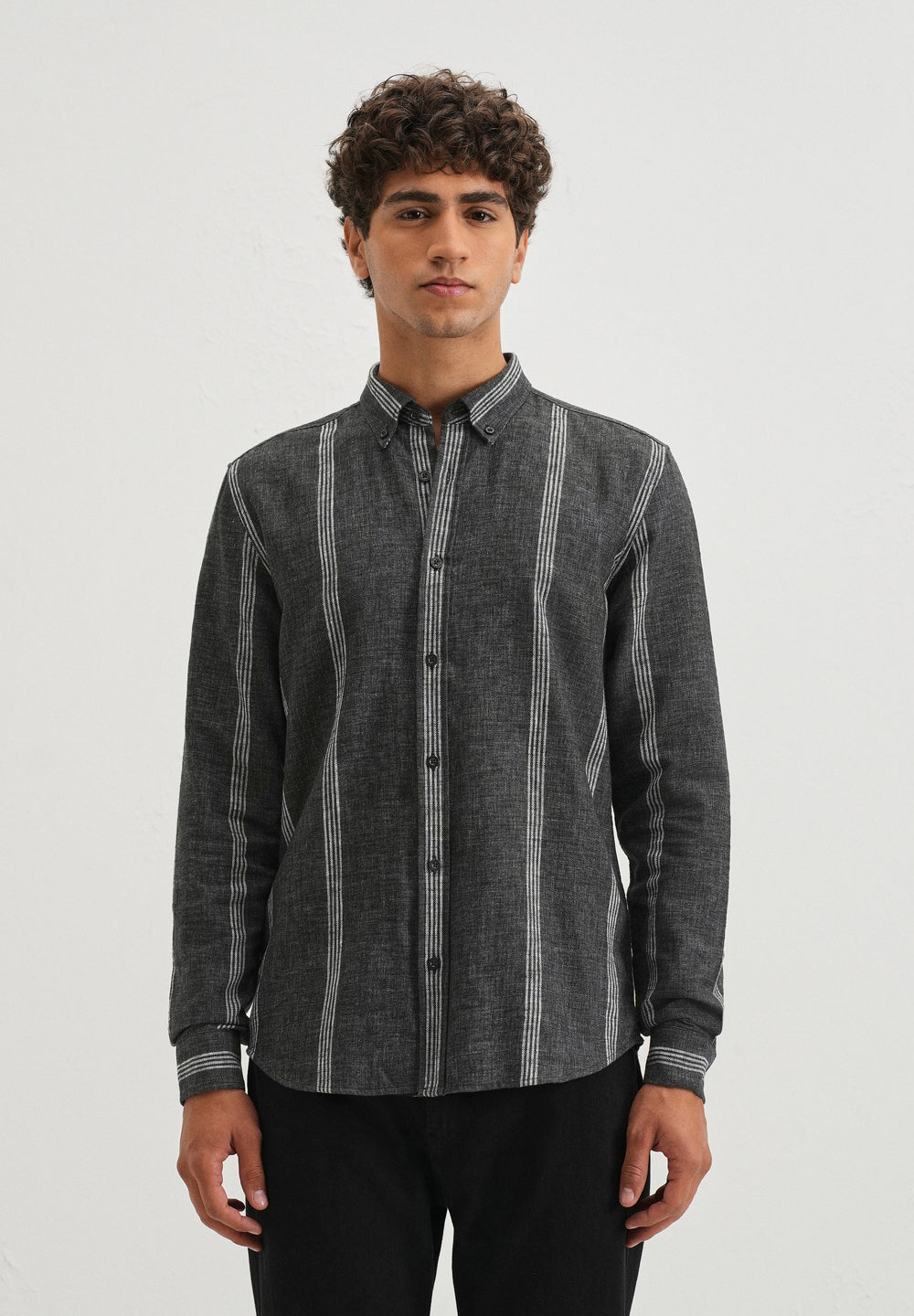 Melange Stick Black Stripe Shirt