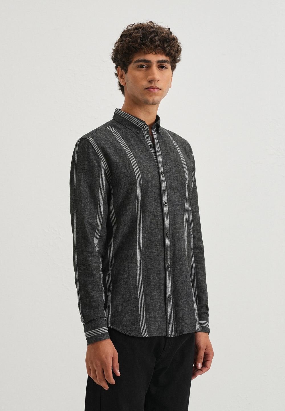 Melange Stick Black Stripe Shirt