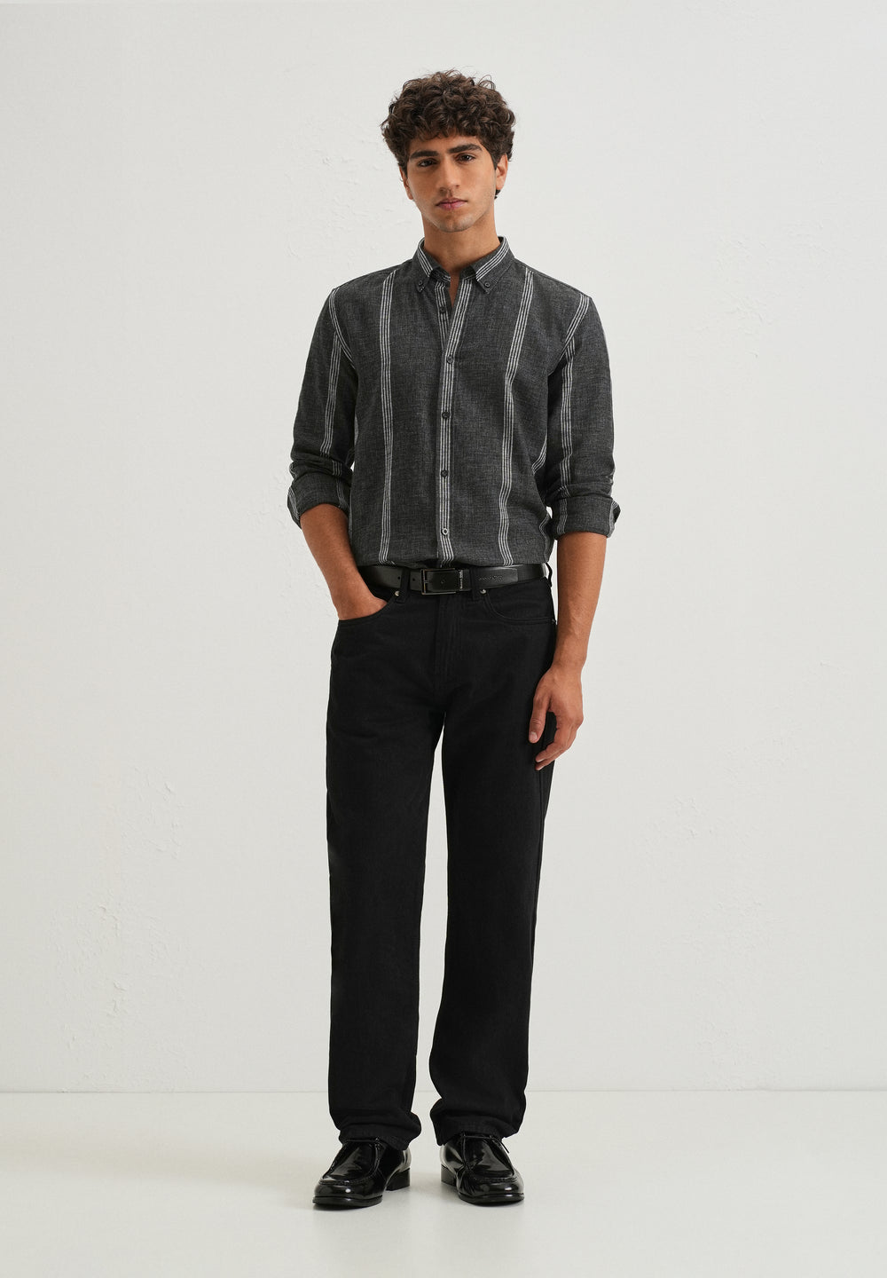 Melange Stick Black Stripe Shirt