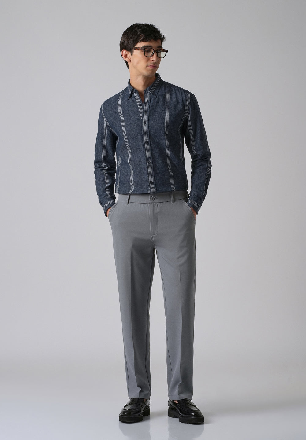 Melange Stick Blue Stripe Shirt