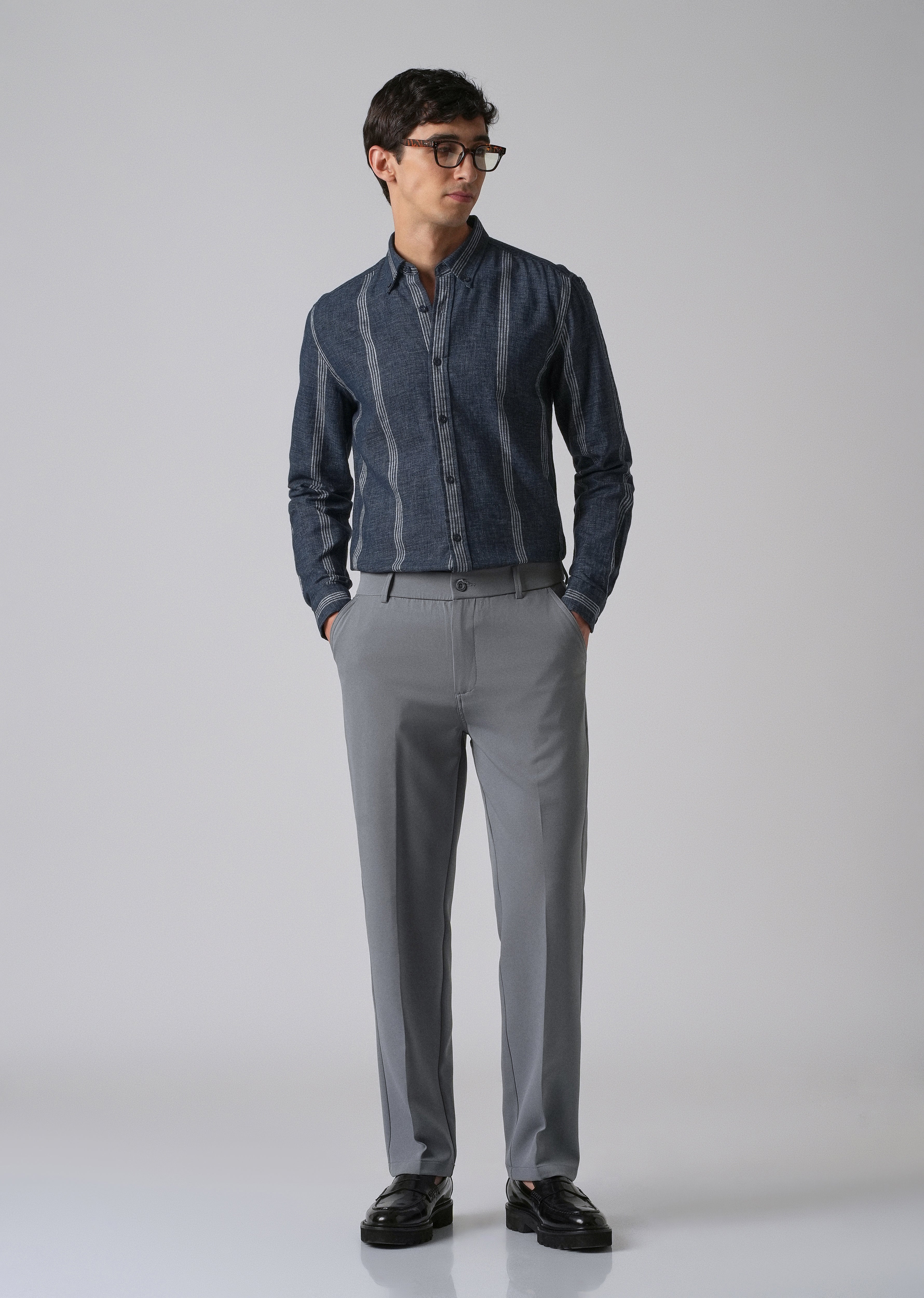 Melange Stick Blue Stripe shirt