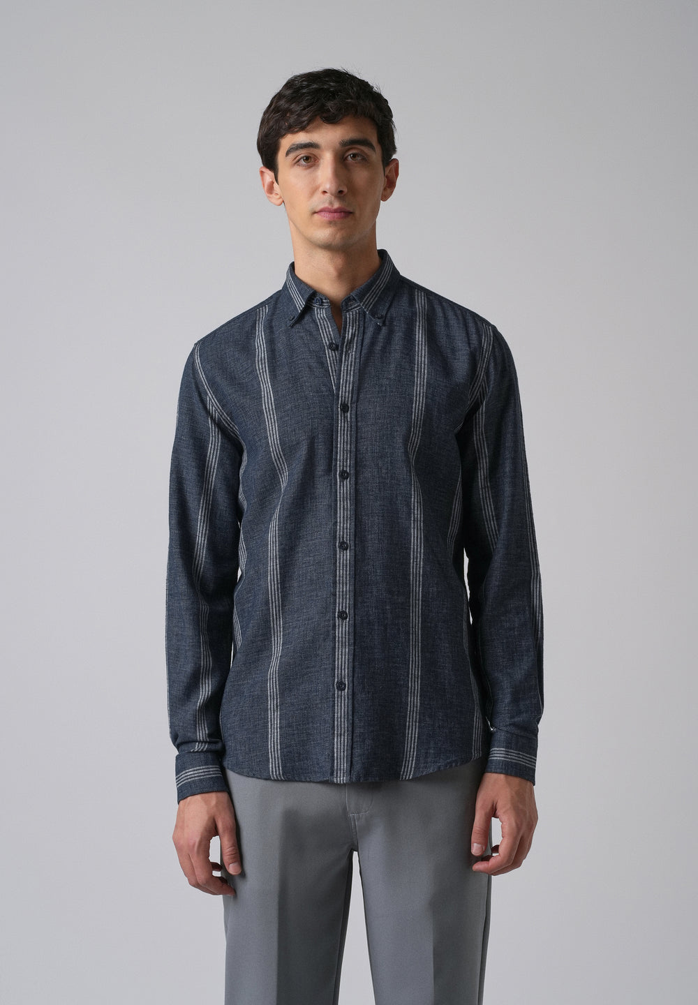 Melange Stick Blue Stripe Shirt