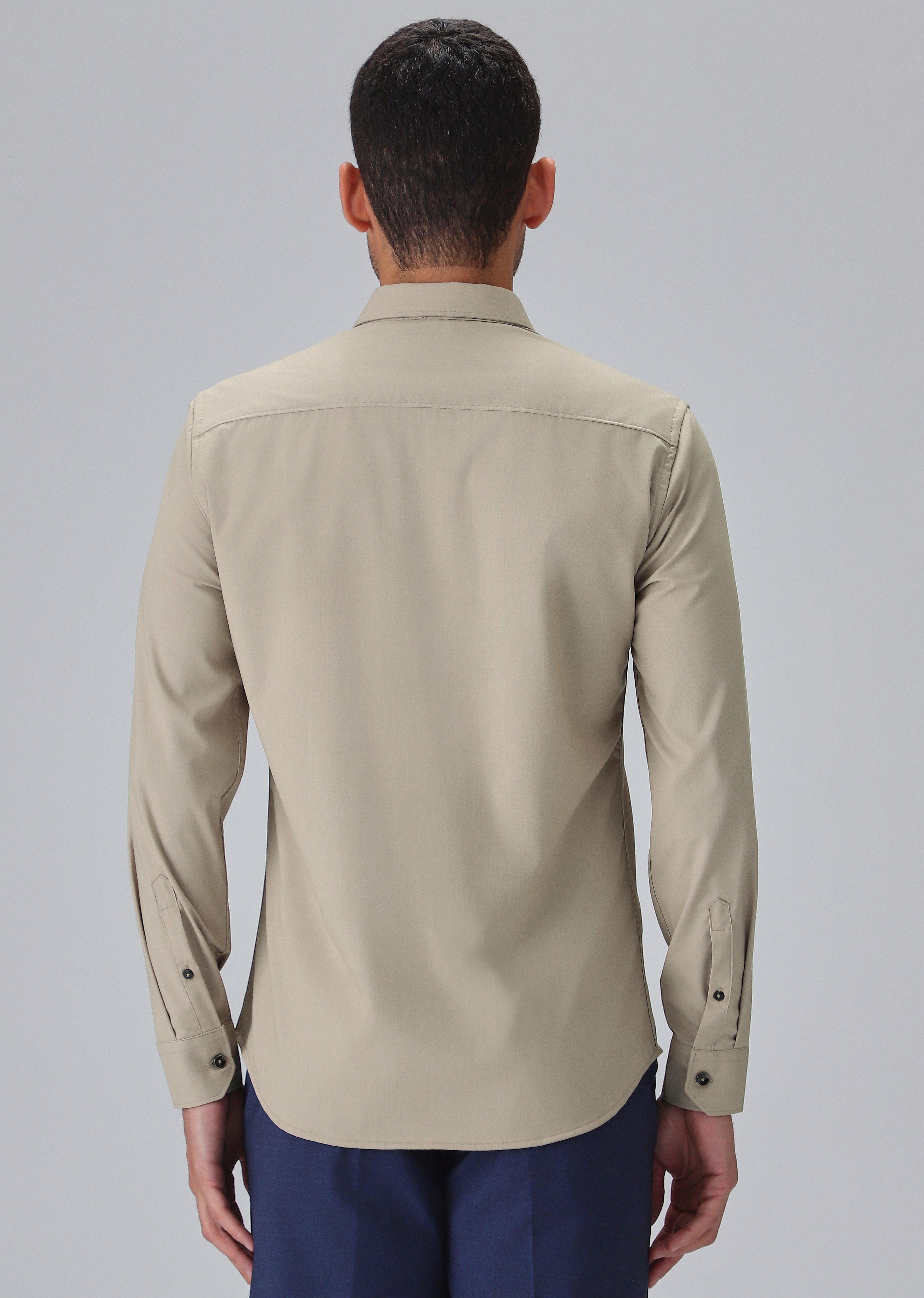 Melange Tan Plain Wrinkle Free Shirt