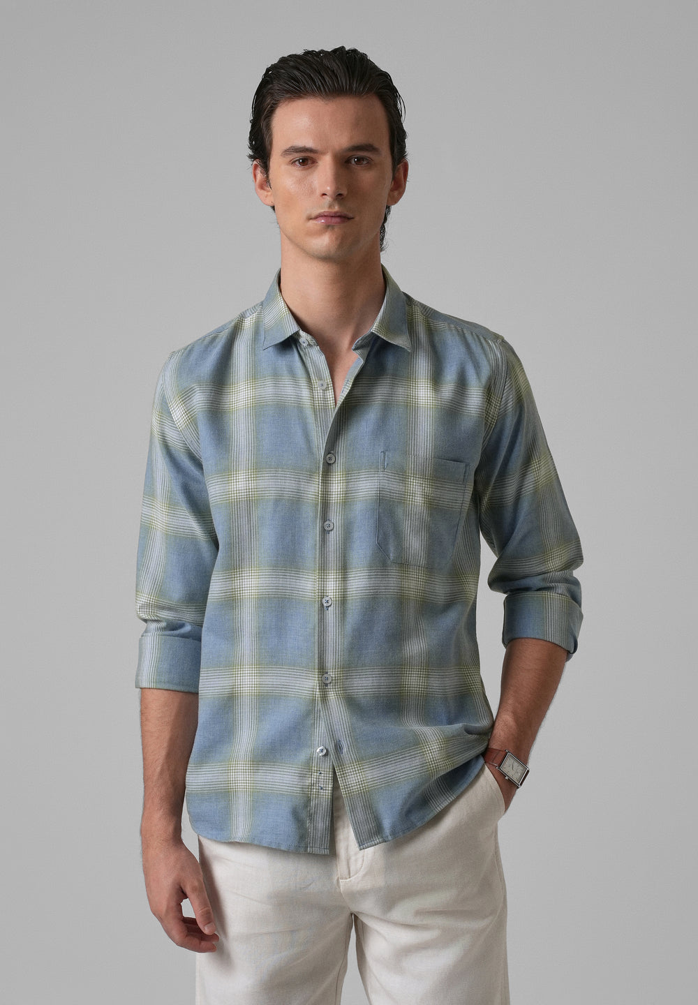 Melange Blue Bonnet Check Shirt