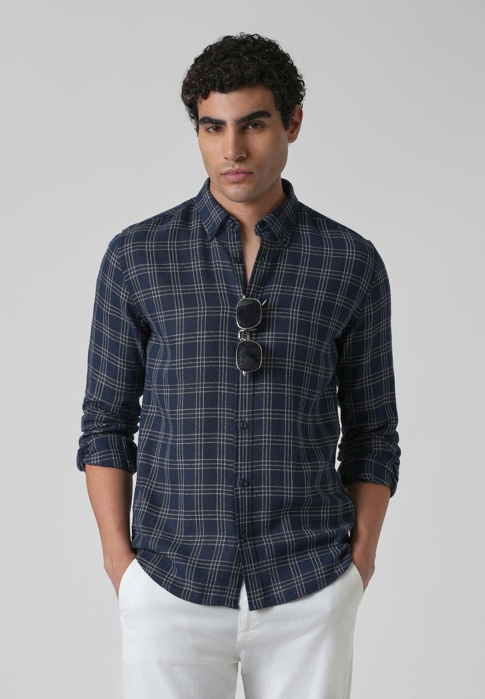 Melange Blue Cannon Check Shirt
