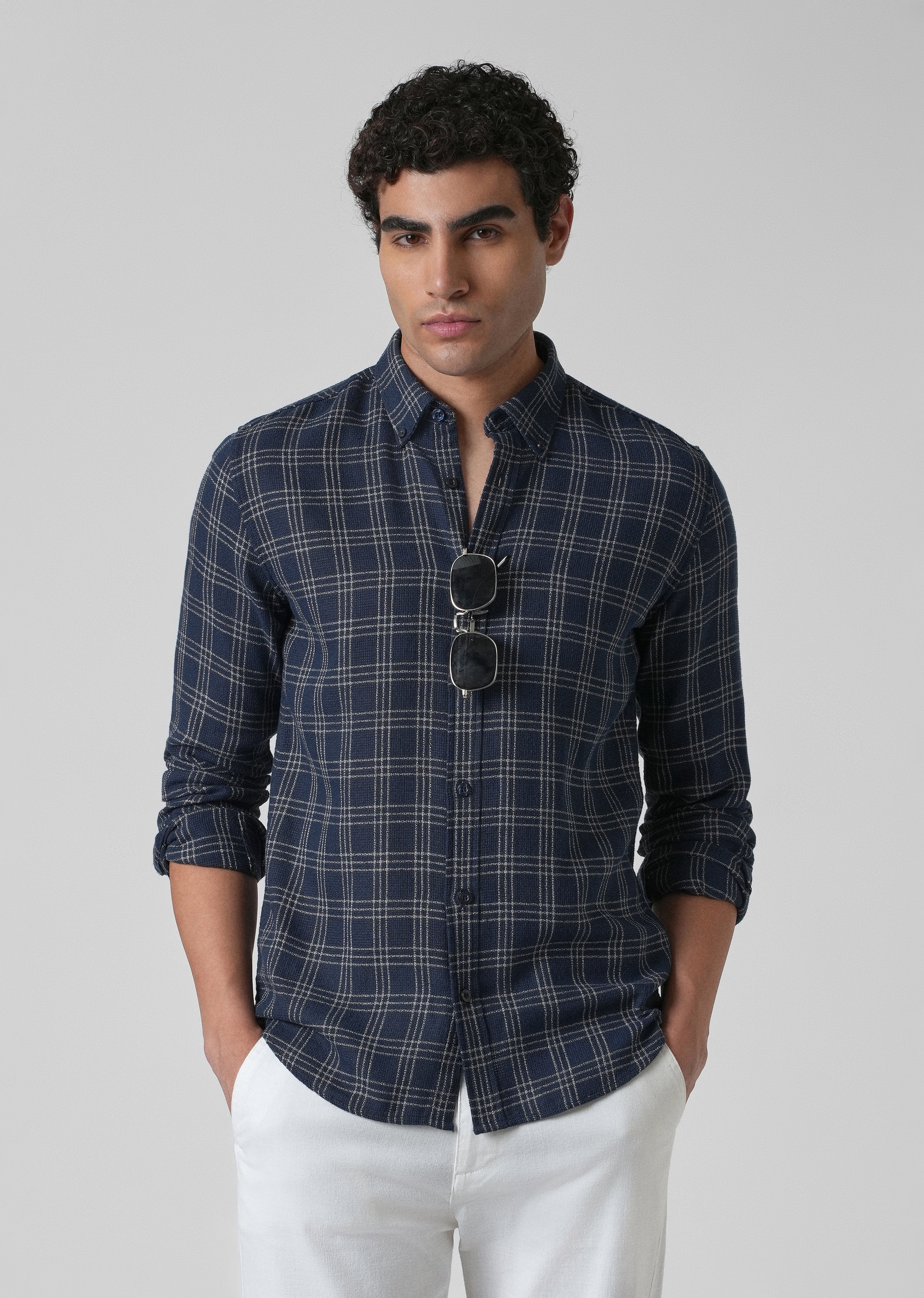 Melange Blue Cannon Check Shirt