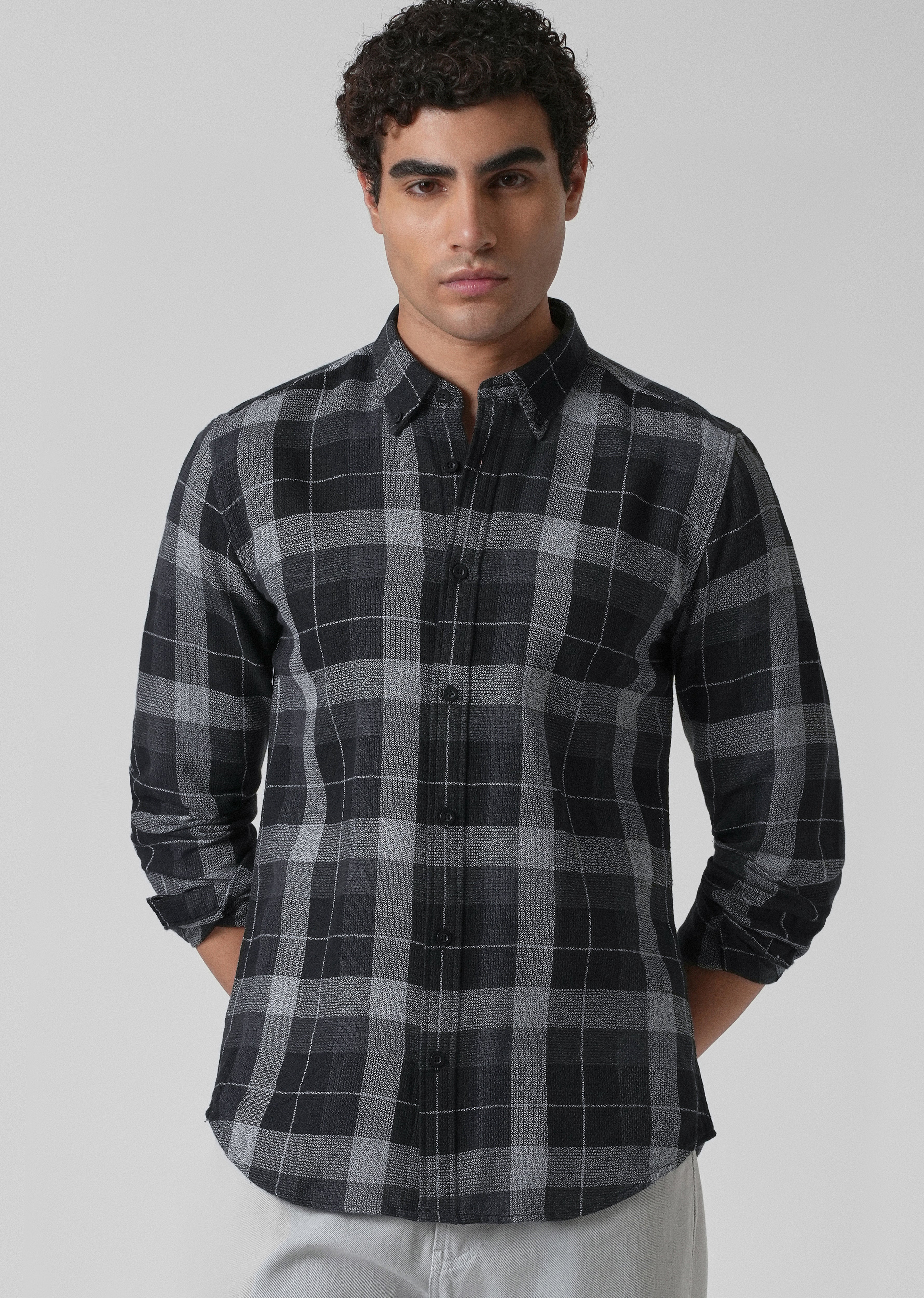 Melange Boldsquare Black Check Shirt