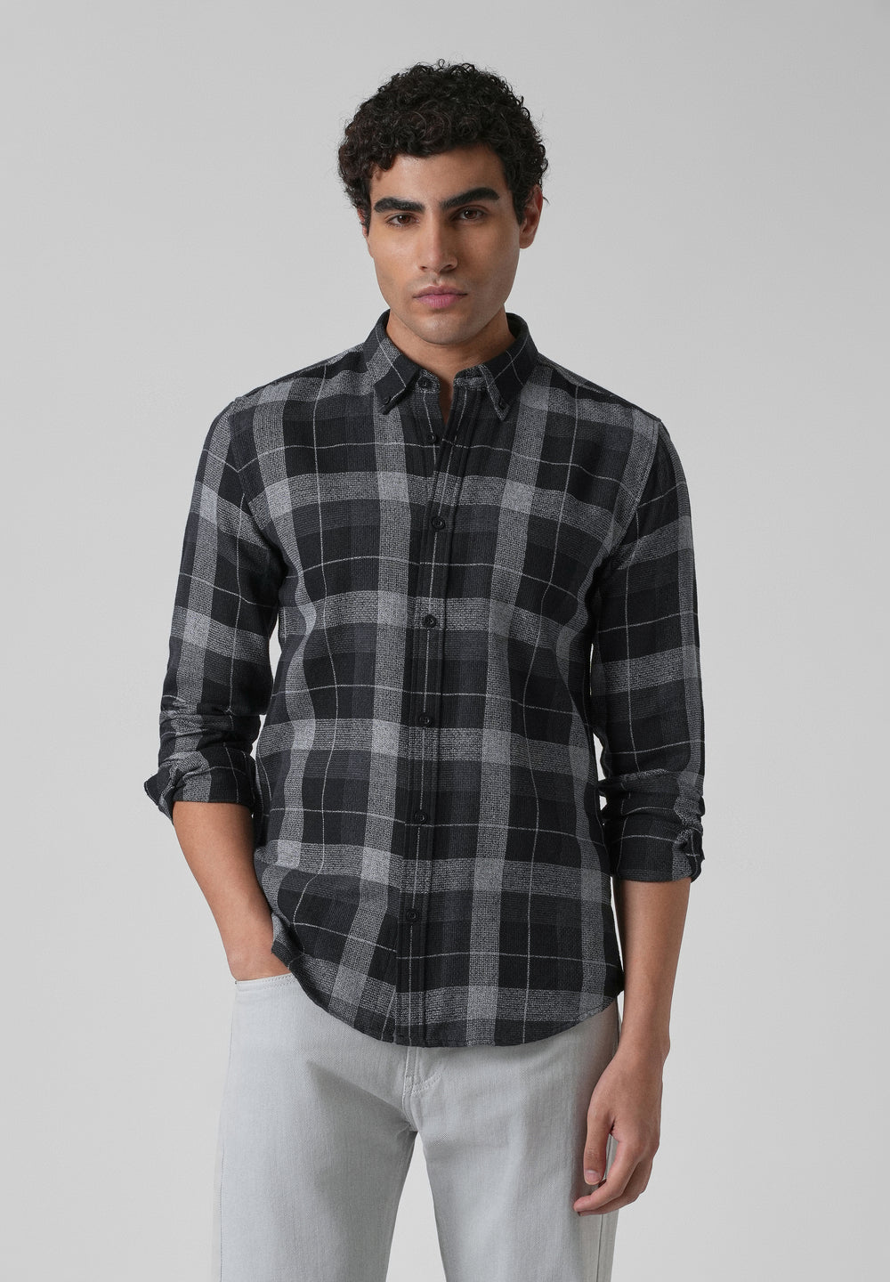 Melange Boldsquare Black Check Shirt