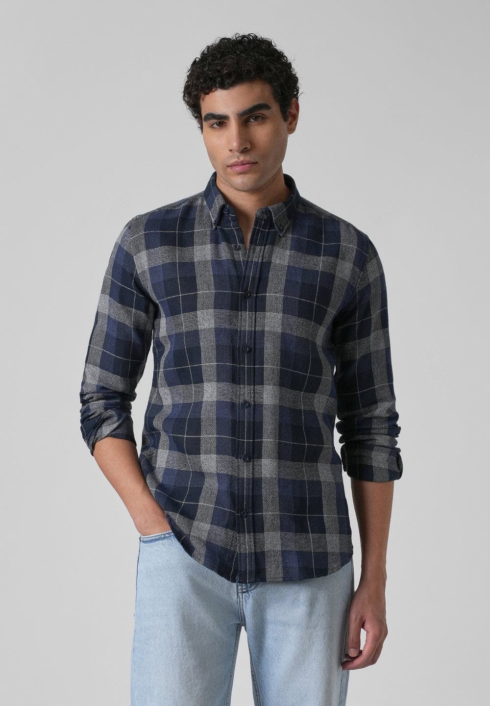 Melange Boldsquare Blue Check Shirt