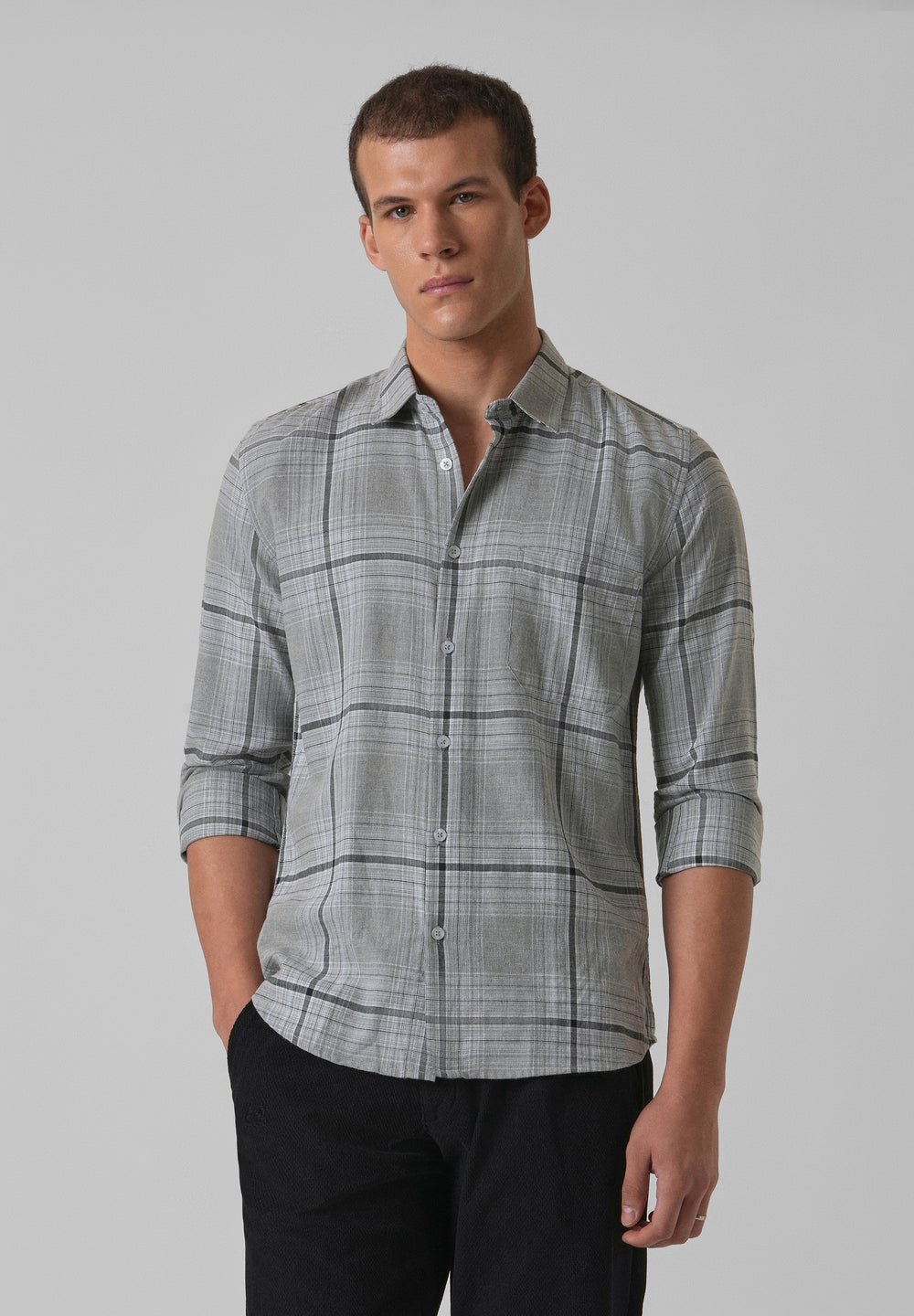 Melange Glacier Grey Check Shirt