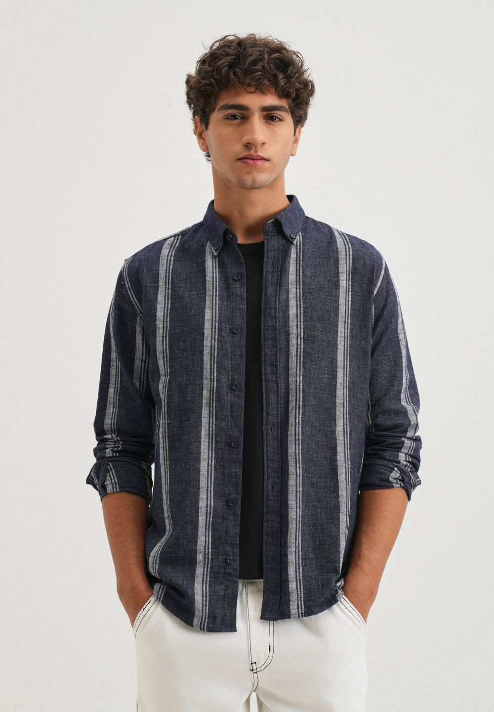Melange Triadic Blue Stripe Shirt