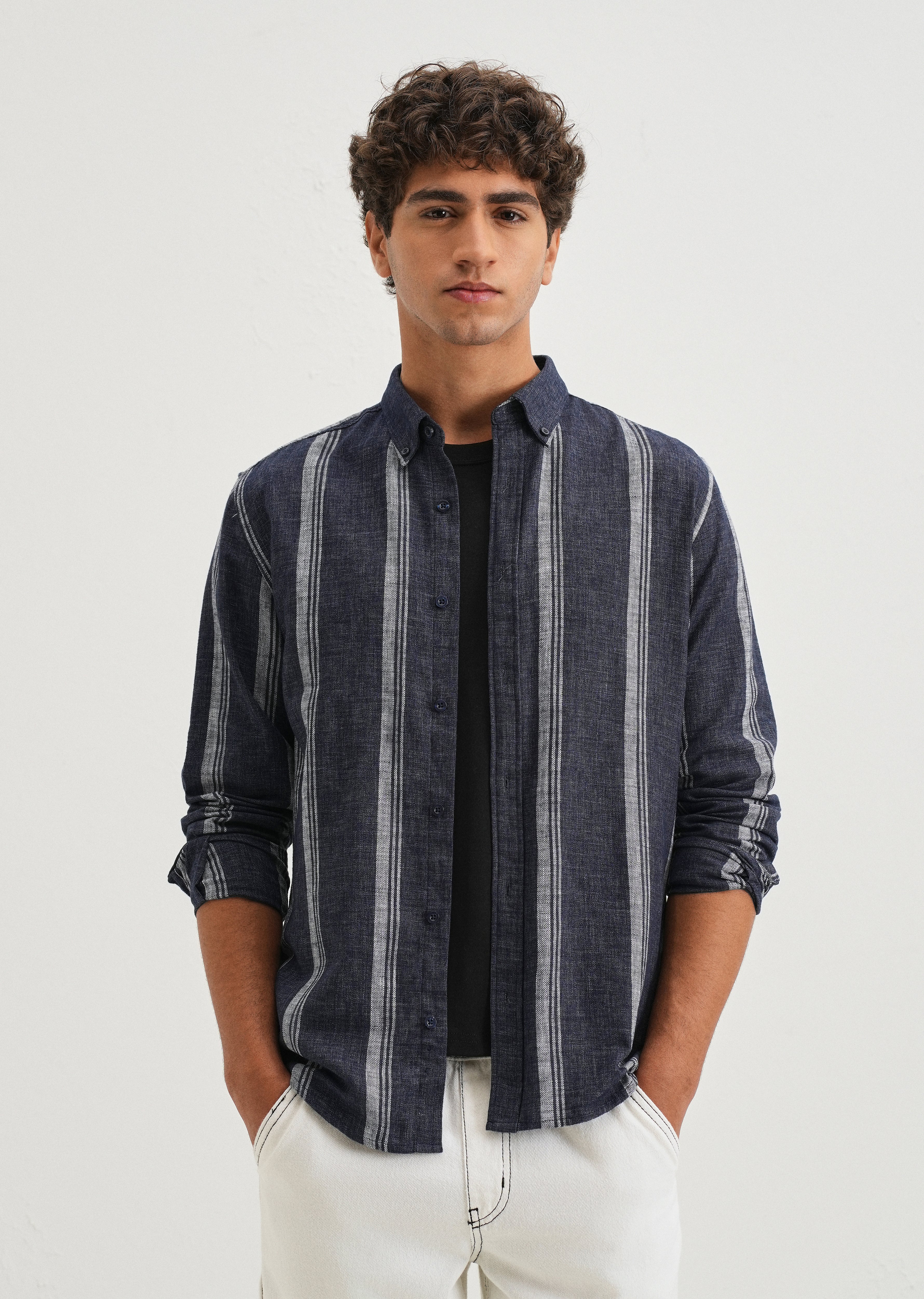 Melange Triadic Blue Stripe Shirt