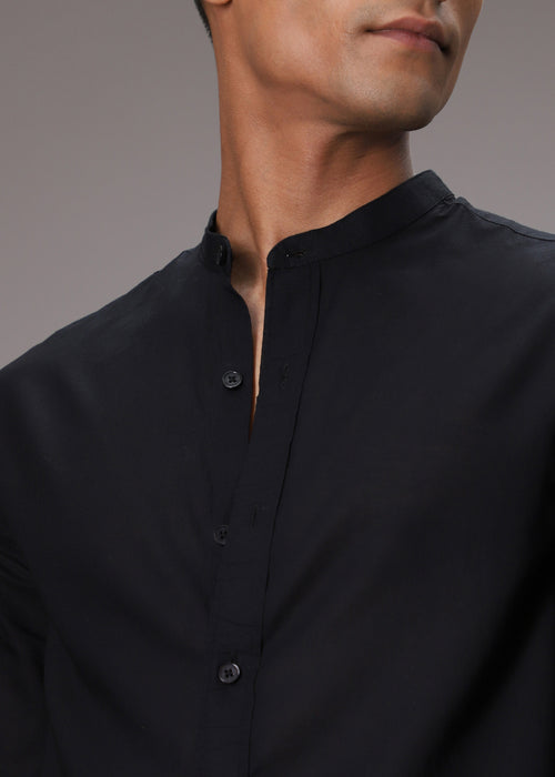 Meredian Black Cotton Shirt