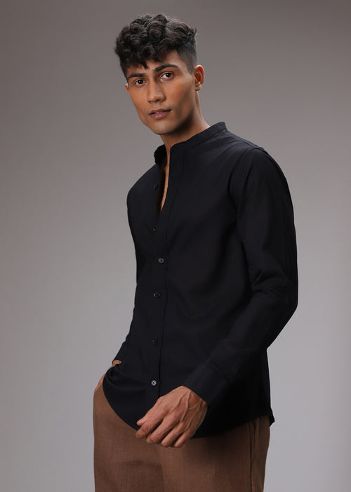 Meredian Black Cotton Shirt