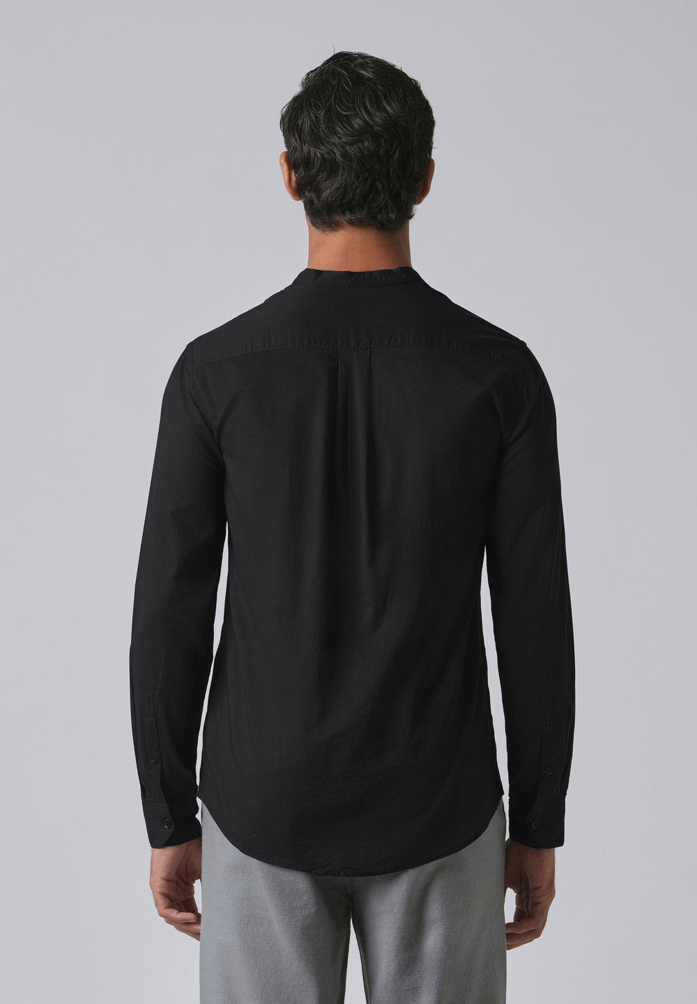 Meredian Black Plain Cotton Shirt