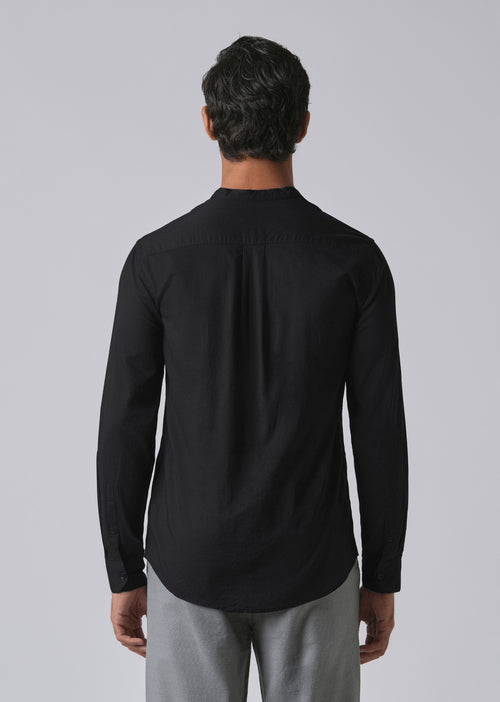 Meredian Black Plain Cotton Shirt