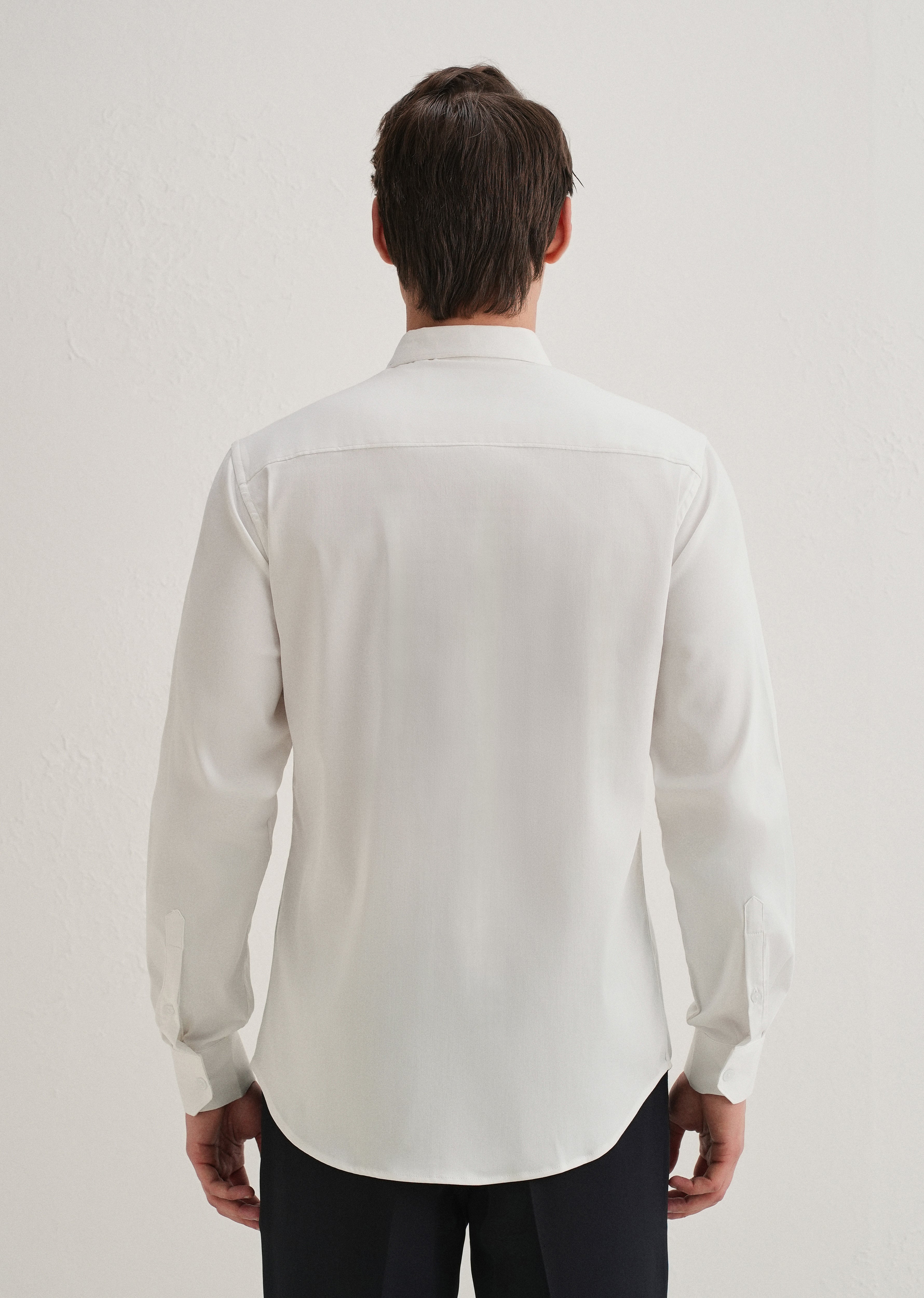 Metallic Bird Brooch White Designer Shirt