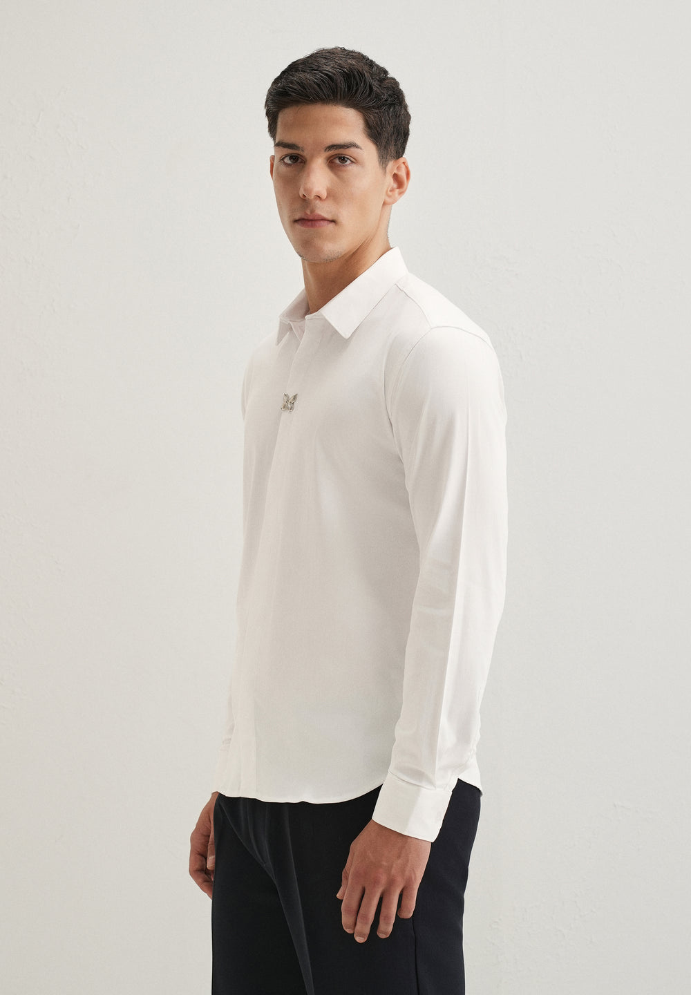 White Metallic Butterfly Designer Shirt