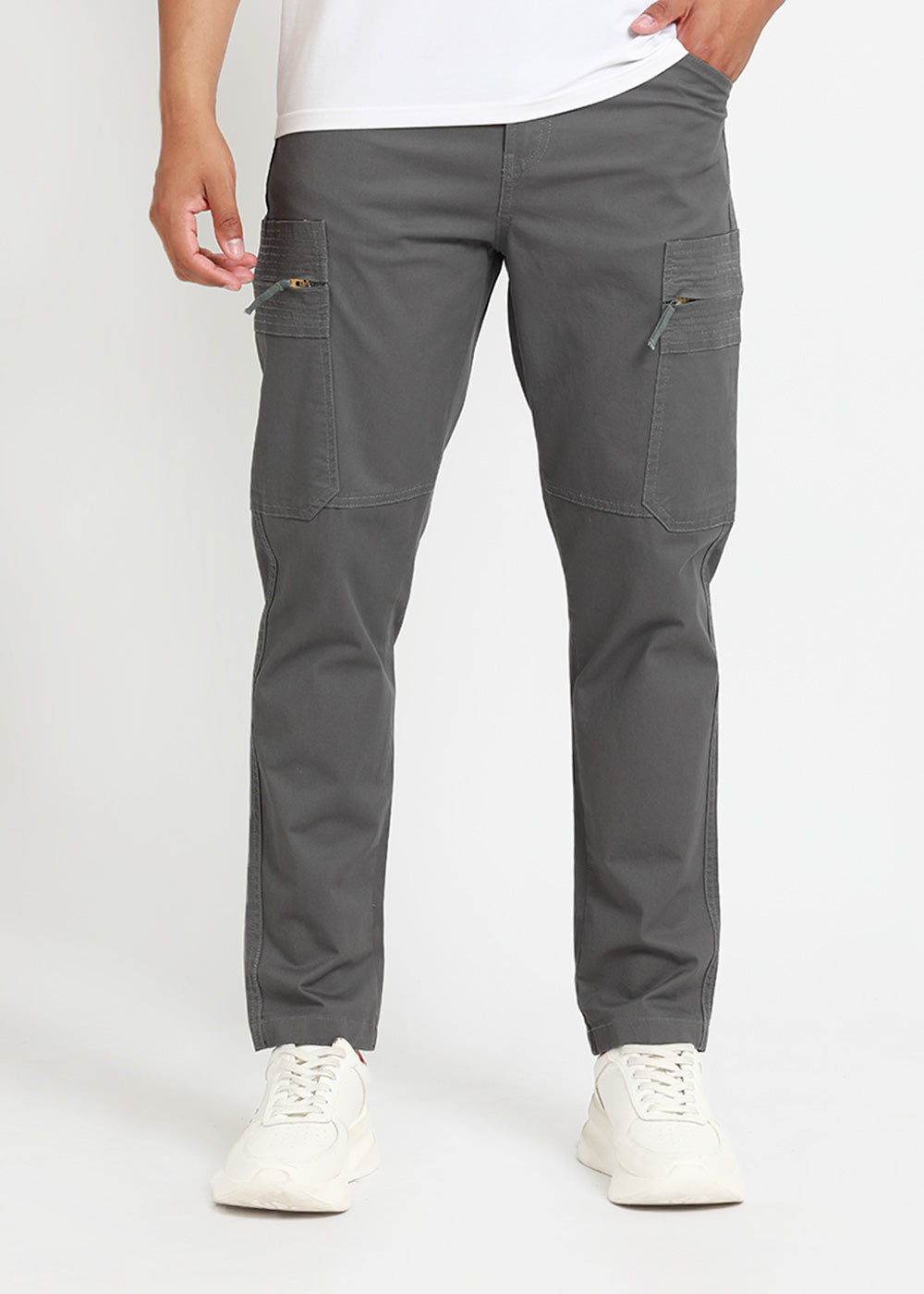 Meteor Grey Zip Cargo Pants