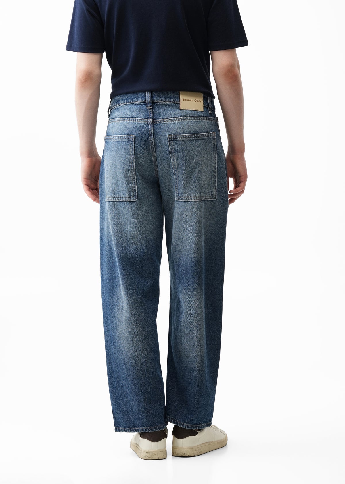 Mid Blue Barrel Fit Jeans