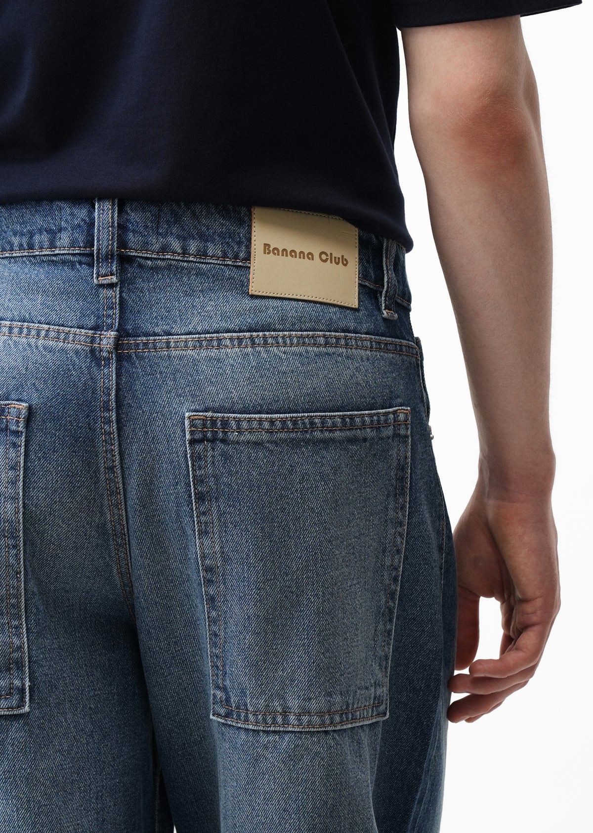 Mid Blue Barrel Fit Jeans