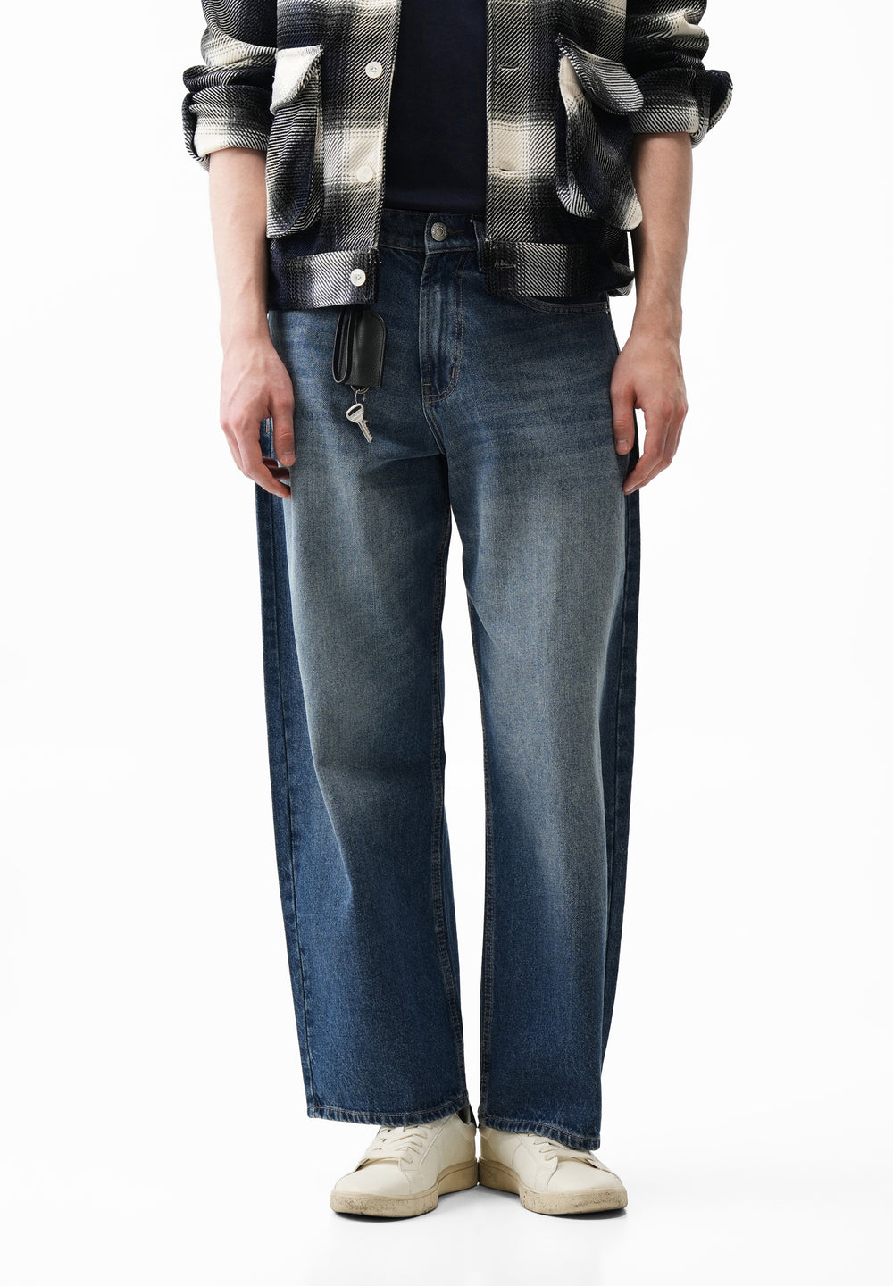 Mid Blue Barrel Fit Jeans