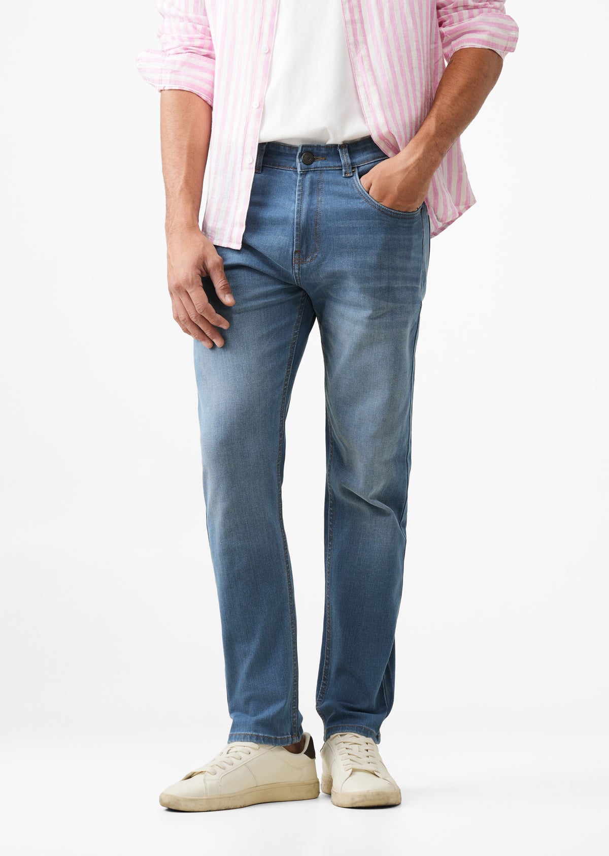 Mid Blue Faded Slim Fit Jeans