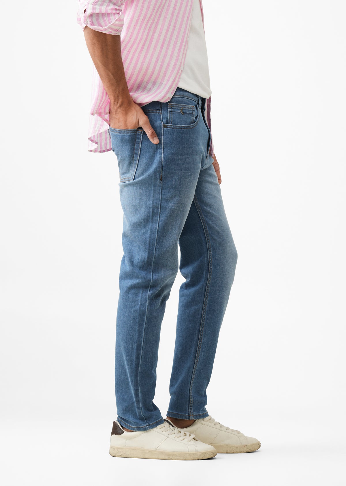 Mid Blue Faded Slim Fit Jeans
