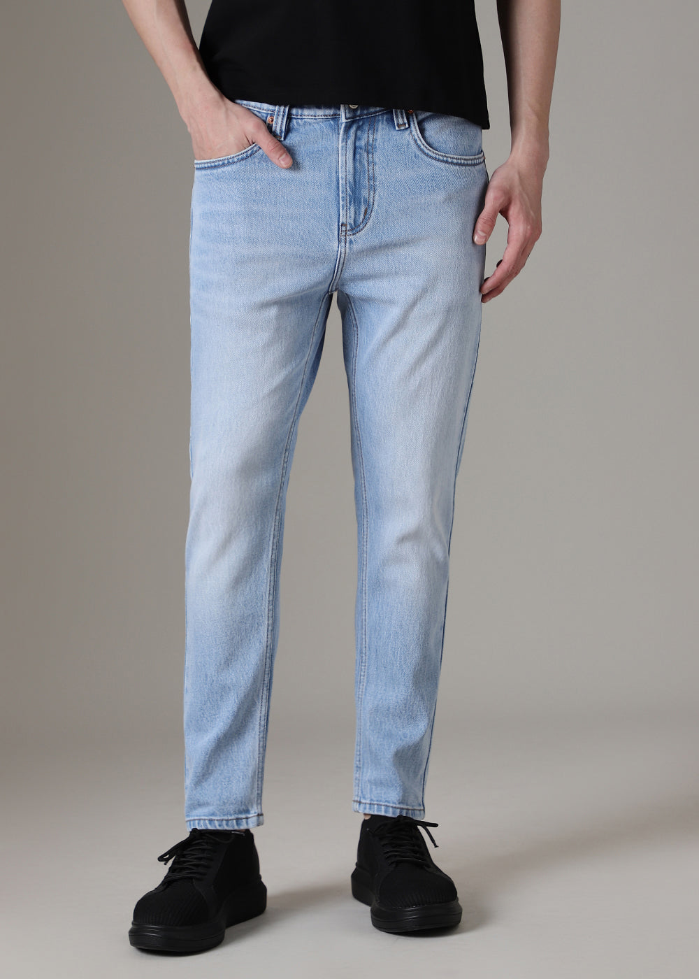 Mid Blue Straight Fit Denim