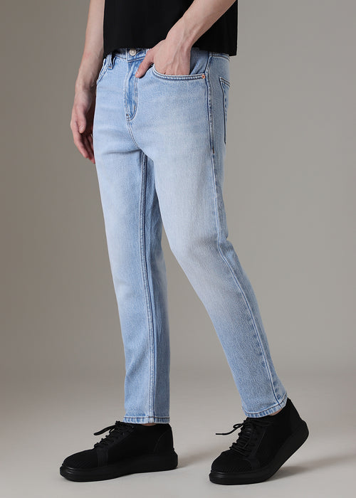 Mid Blue Straight Fit Denim