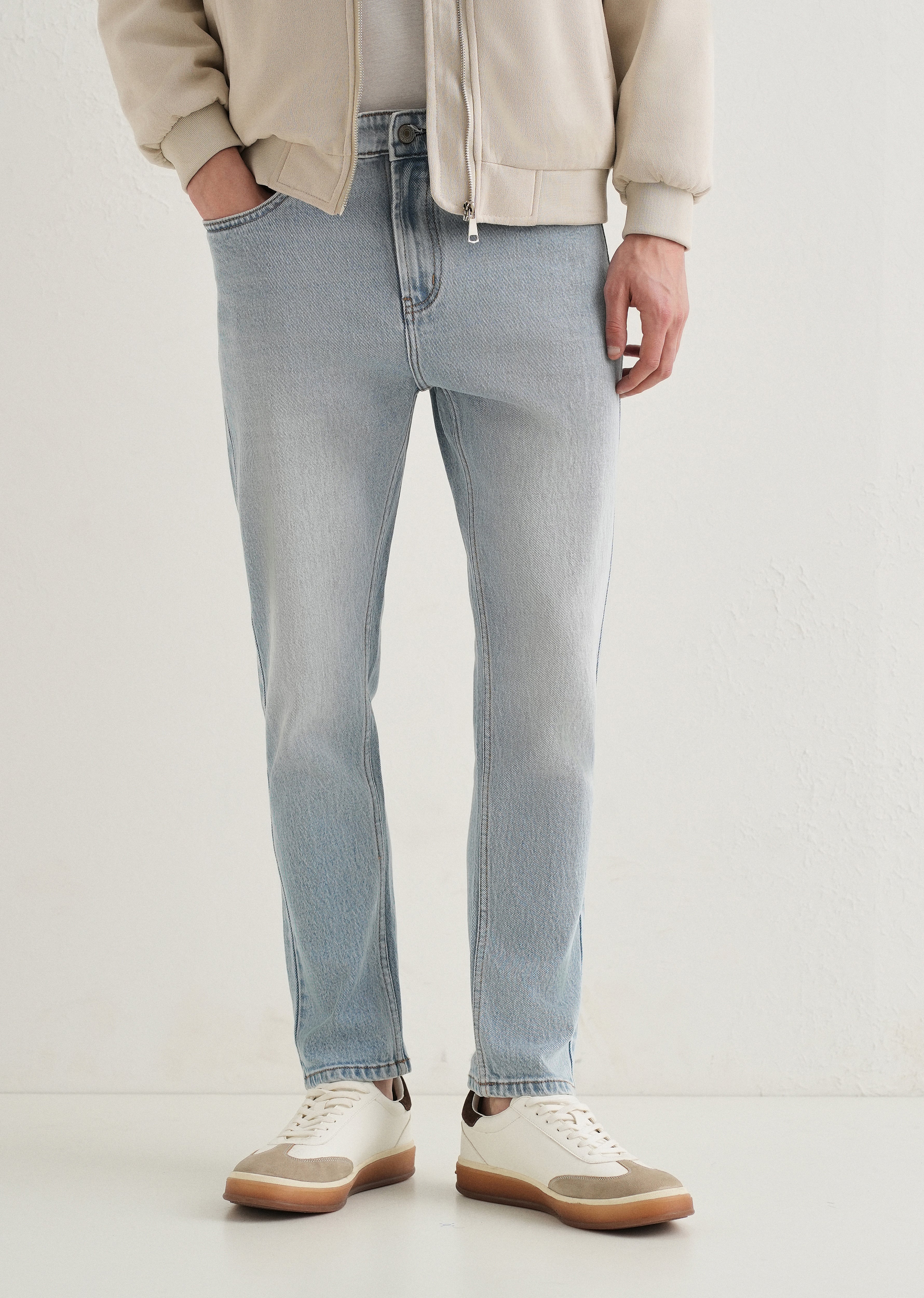 Mid Blue Straight Fit Denim