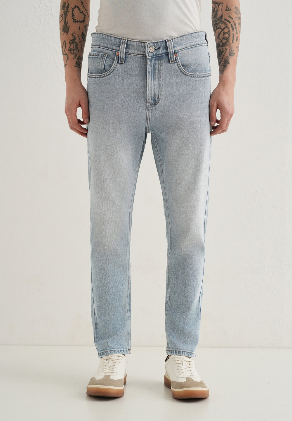 Mid Blue Straight Fit Denim