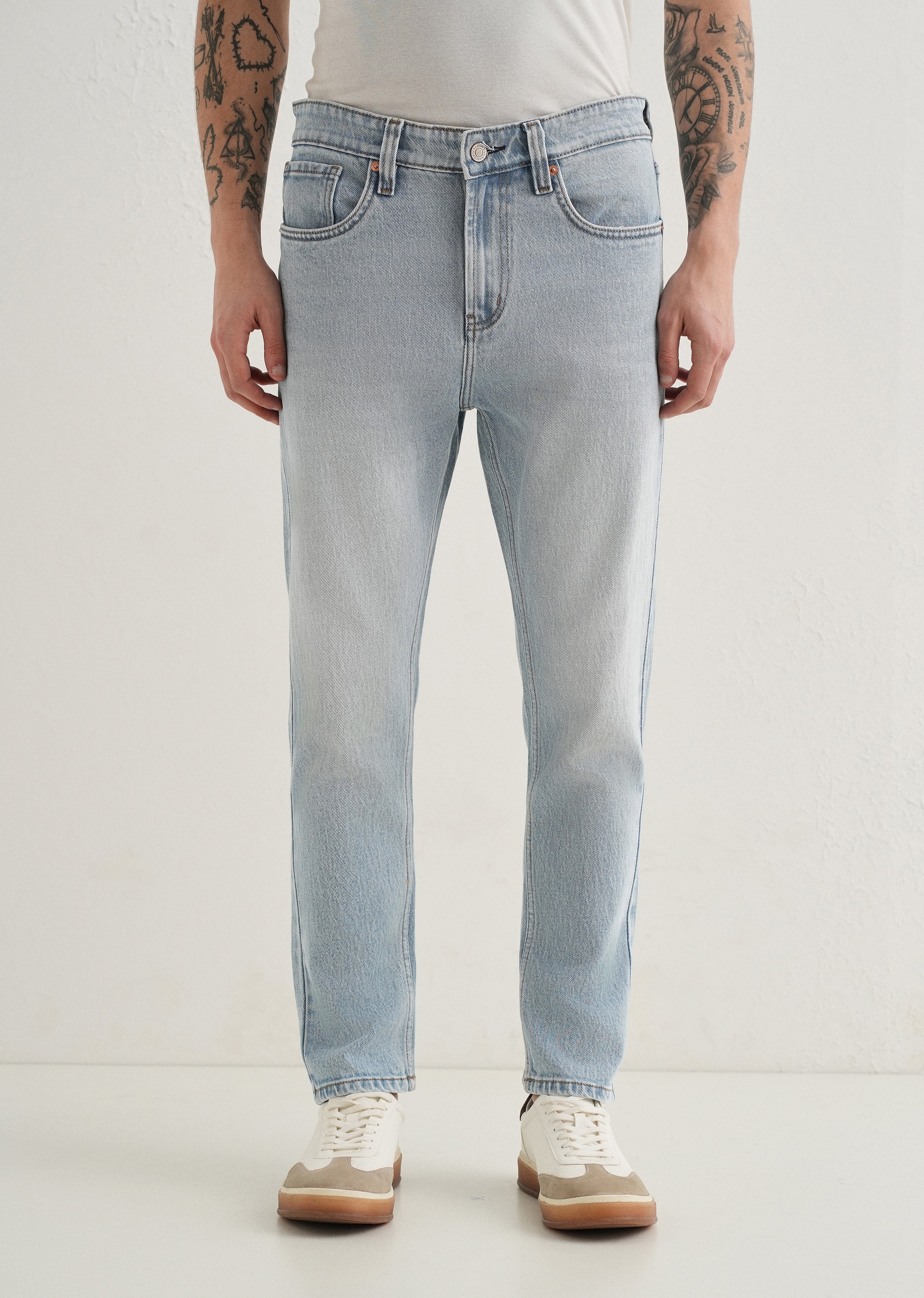 Mid Blue Straight Fit Denim