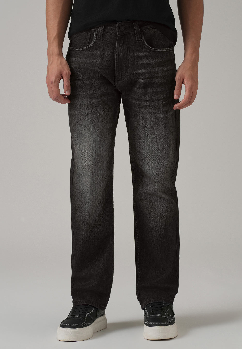 Mid Fade Black Straight Fit Jeans