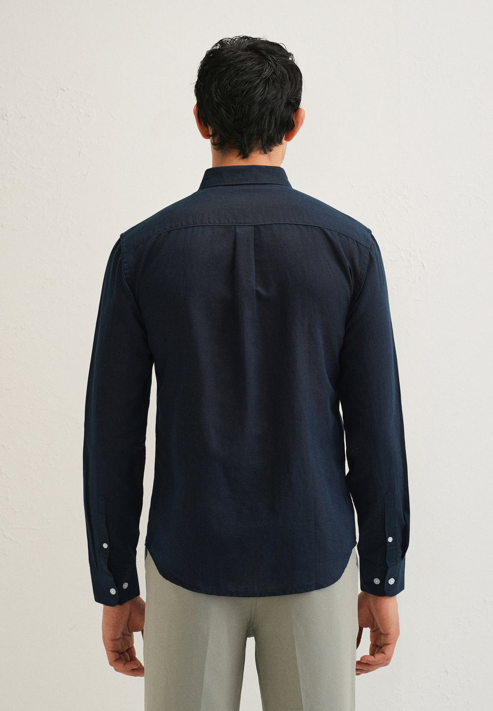 Midnight Navy Blue Cotton Linen Shirt