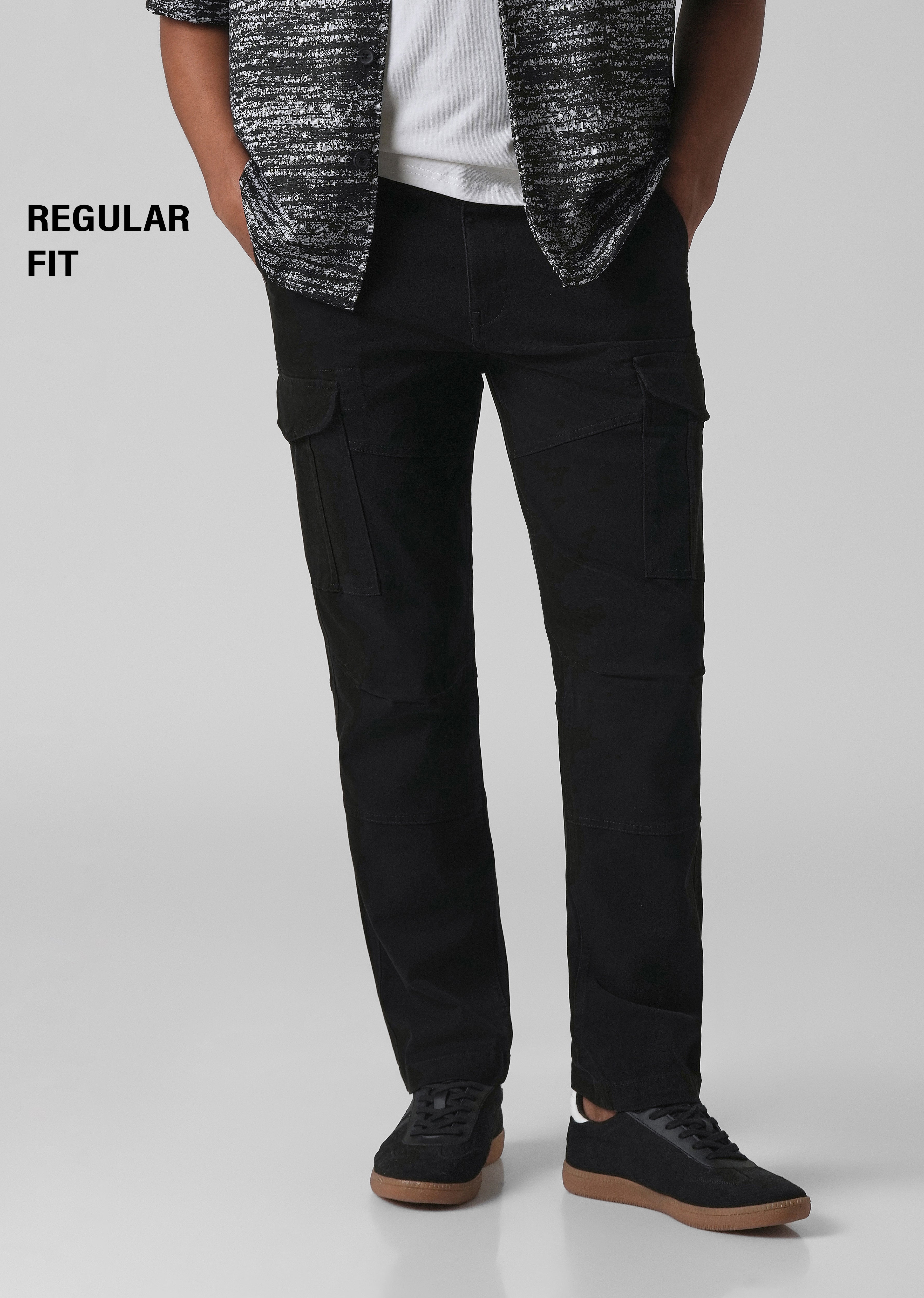 Midnight Black Regular Fit Cargo Pant