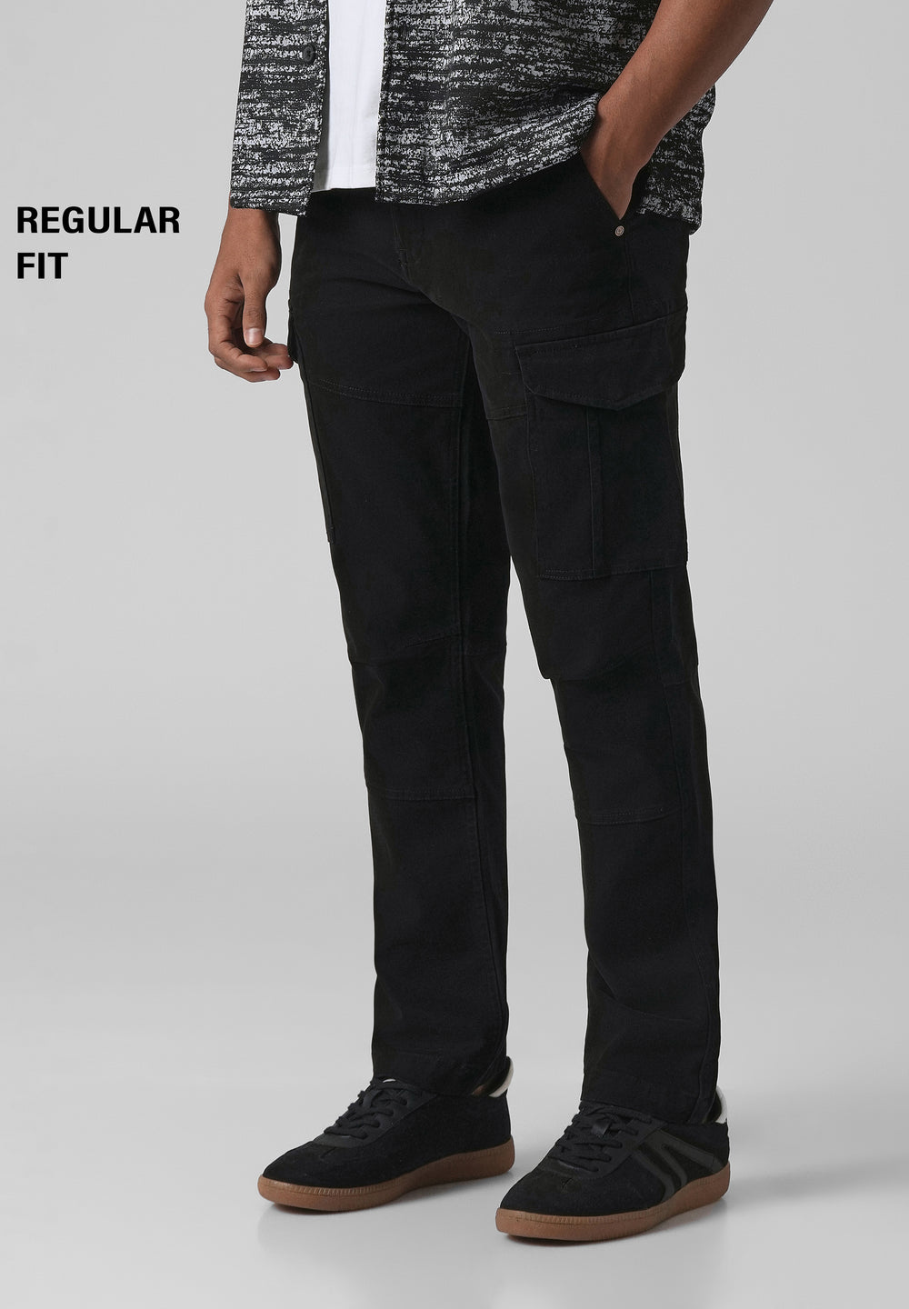 Midnight Black Regular Fit Cargo Pant