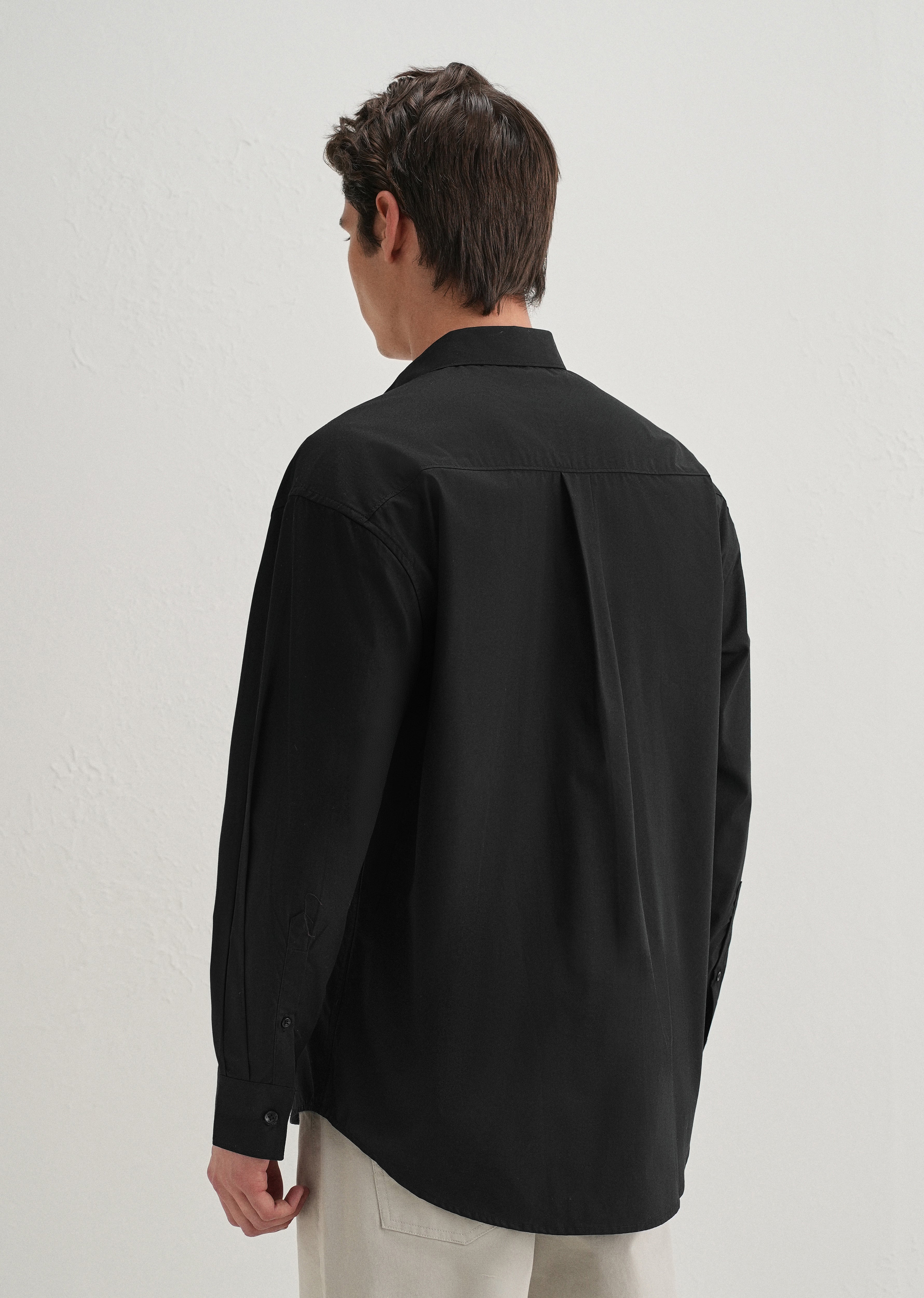 Mini Frame Accent Black Cotton Shirt