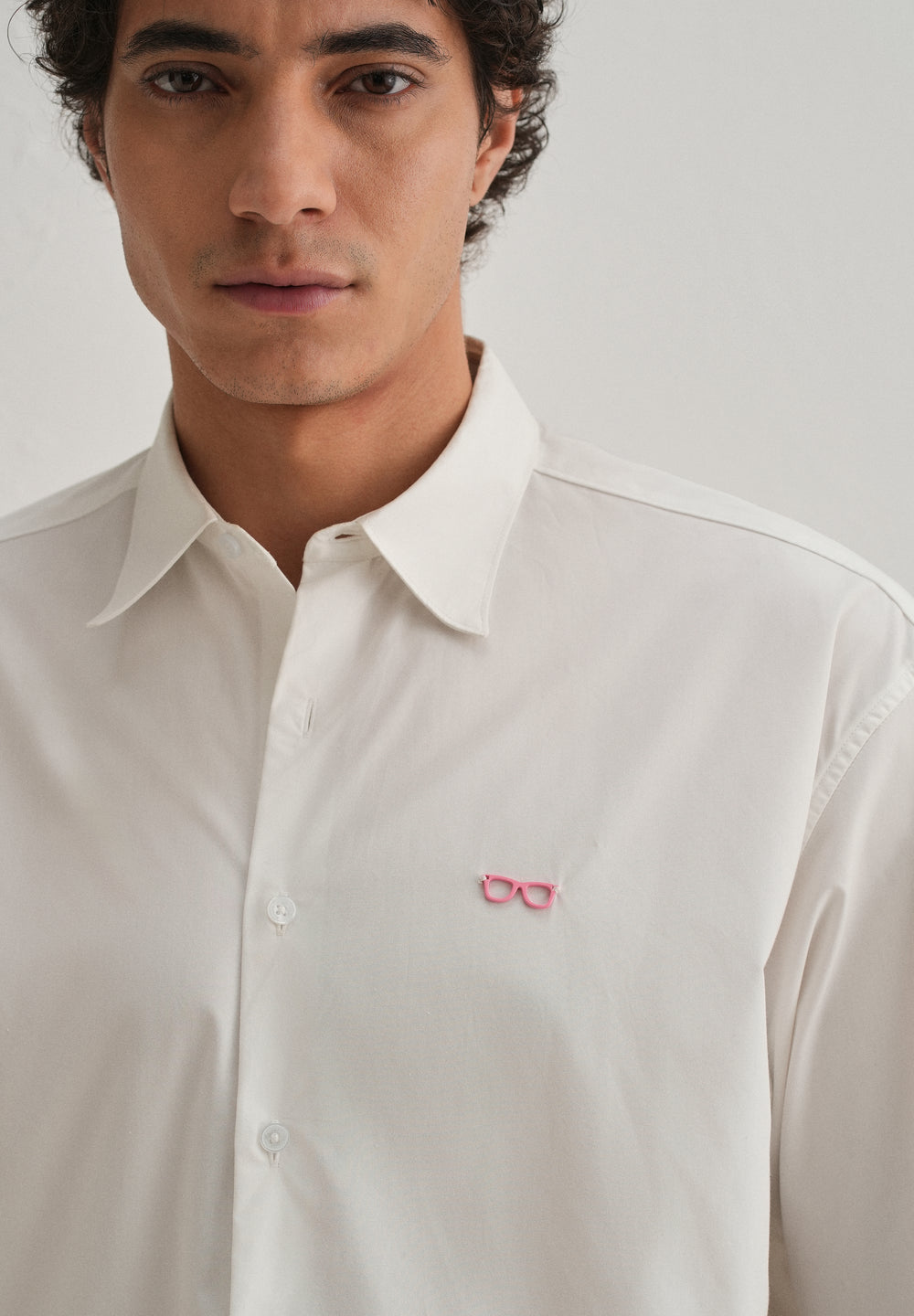 Mini Frame Accent White Cotton Shirt