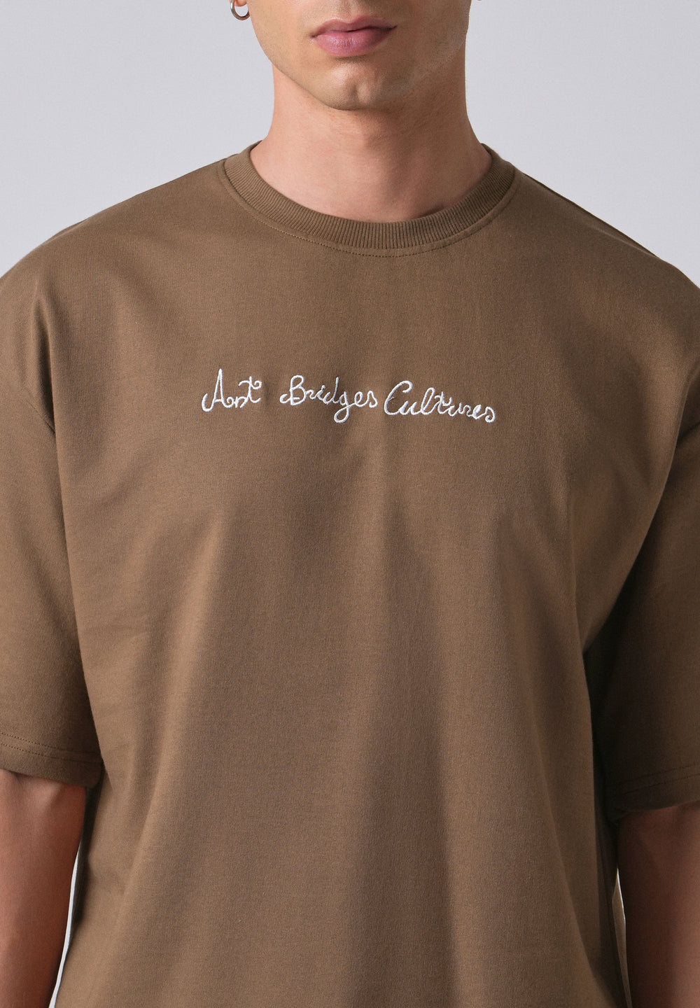 Minimalist Print Brown Oversized T-shirt