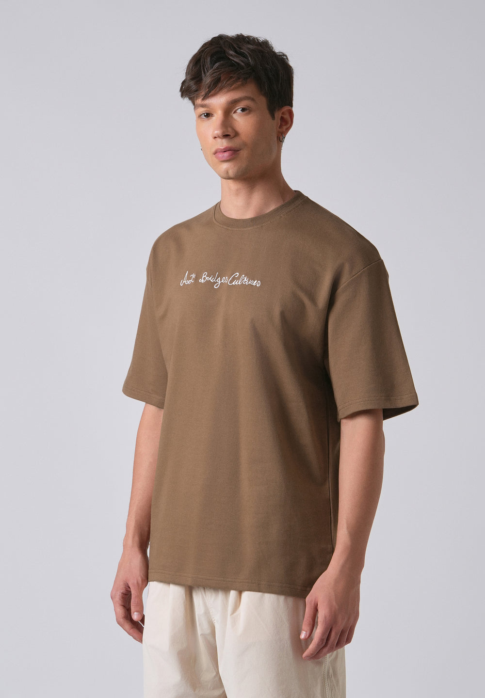 Minimalist Print Brown Oversized T-shirt