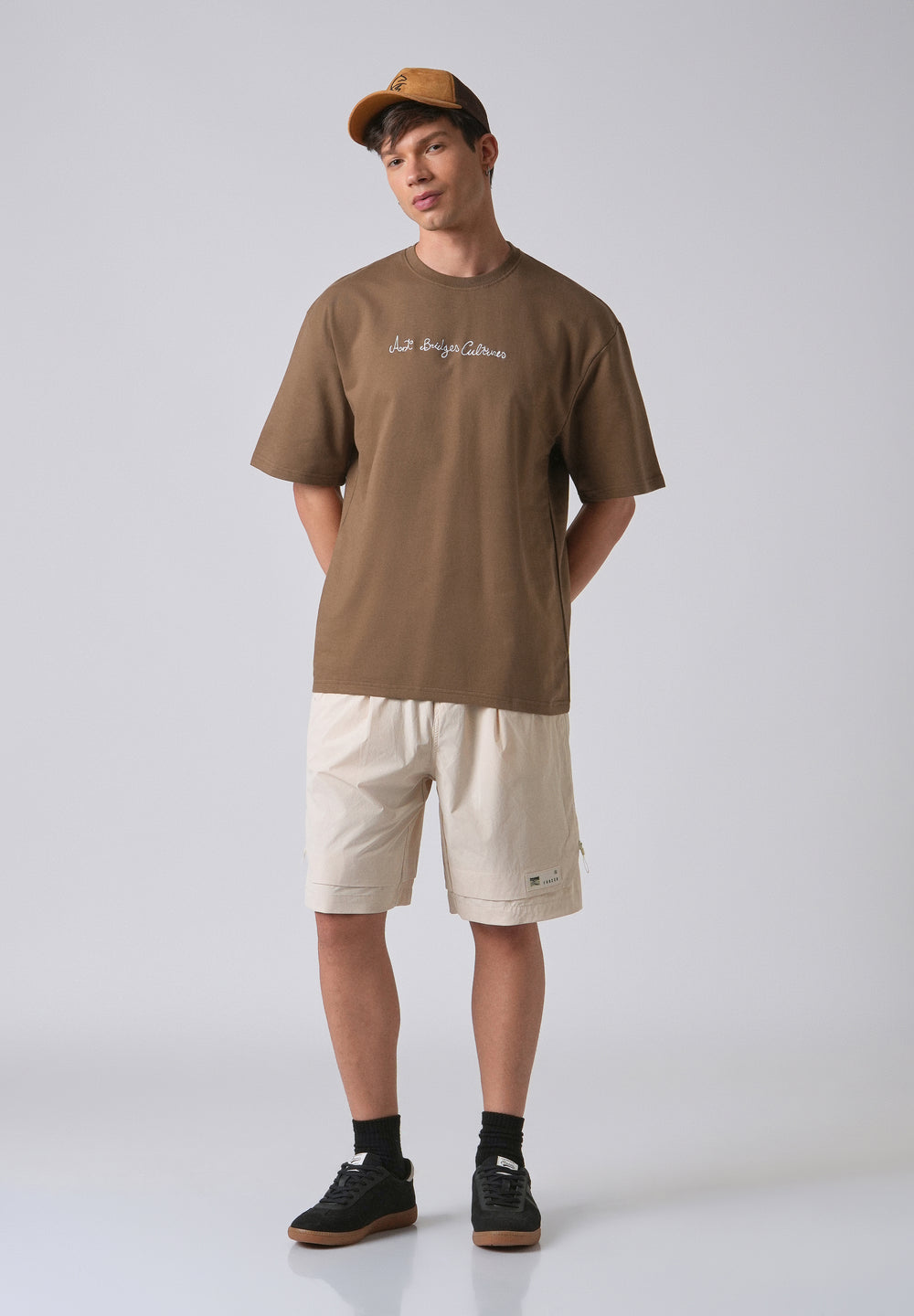 Minimalist Print Brown Oversized T-shirt