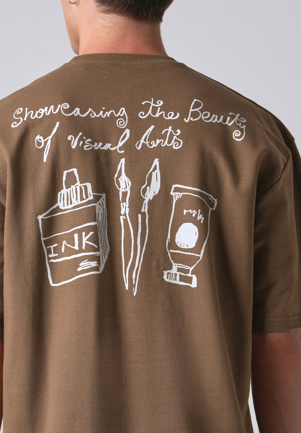Minimalist Print Brown Oversized T-shirt