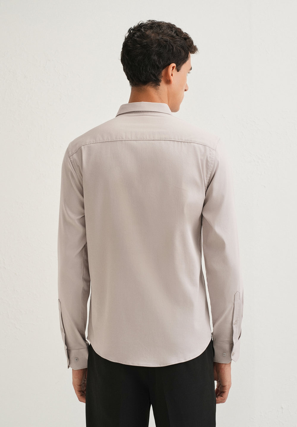 Mink Gray Front Panel Open Pleat Shirt