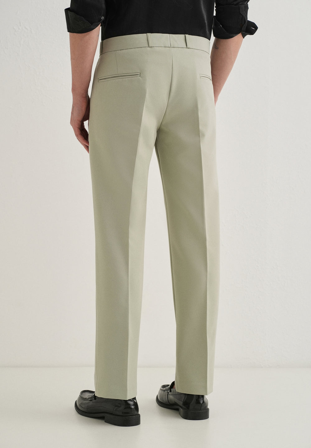 Mint Green Button-Tab Pleat Trouser