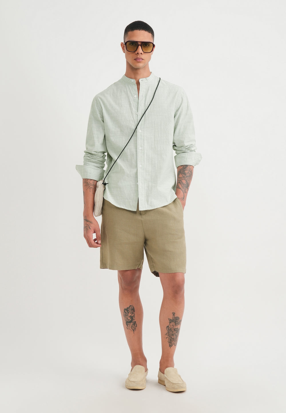 Mint Green Cotton Stripe Shirt