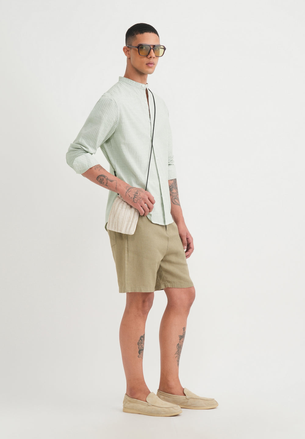 Mint Green Cotton Stripe Shirt